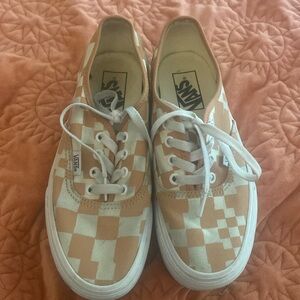 Peach checkered vans